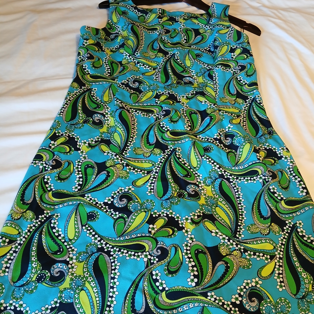 Courtenay Turquoise and Lime Paisley Mini Dress